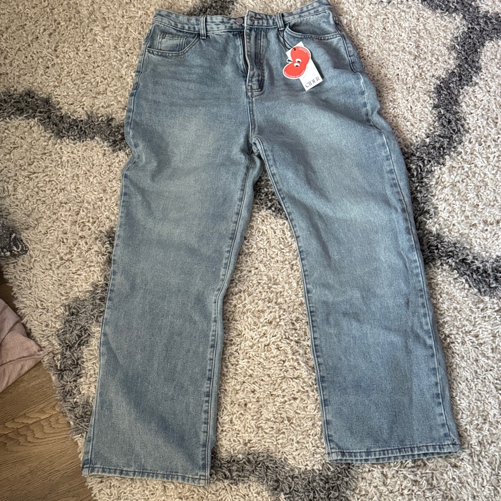 Blue Wash Straight-Leg Jeans